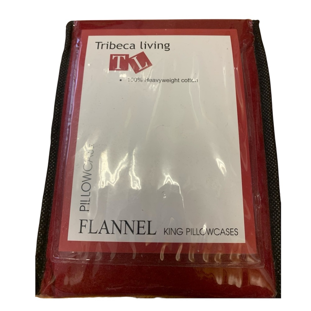 Tribeca Living Red Flannel King 2 Pillowcases
